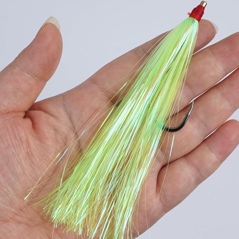 VATEICO Fishing Teasers,Bucktail Teaser Mylar Flash Teaser Tail Rigs Skirts Hair Flounder Fishing Lure Bait Rigs for Saltwater Freshwater - Image 4